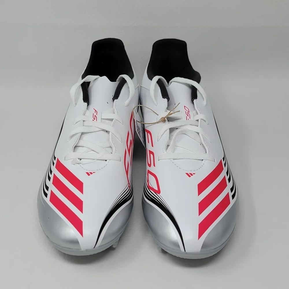 Adidas Men's F50 Messi Club FG/MG Soccer Cleats Size 10 White Silver JP7443 New